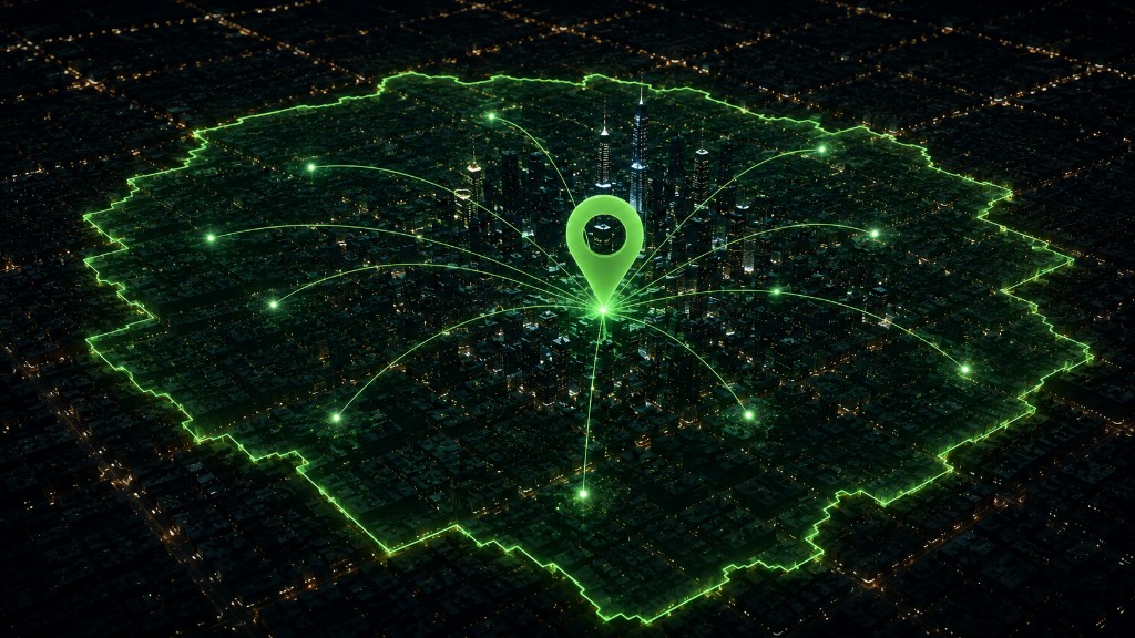 Exclusive city territory marked on a night map